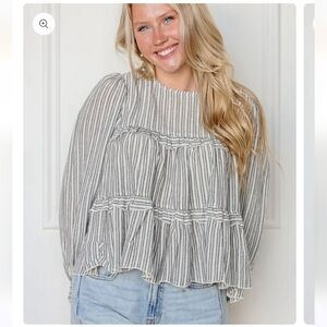 Terra & Sky Tiered Striped Blouse